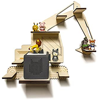 Gör-det-själv-hylla Vägghylla med önskat namn för att måla grävmaskin musikbox lämplig för Tonie Box Tonieregal tonieboxhylla barn babyrum individuellt