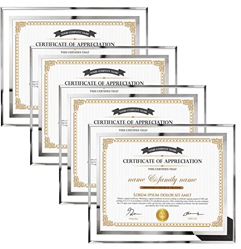 Hoikwo 4 Packs 8.5 by 11 Glass Certificate Frames, 8.5x11 Document Frames