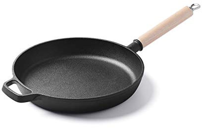 Liudan Sarté Pote de Hierro Fundido Grueso sin Recubrimiento Sartén de Hierro Fundido pre-sazonado (26 cm) con asa de Uso Interior y al Aire Libre de la Parrilla de la asador Inducción Sartén