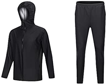 HGYJ Traje de Sauna Profesional para Hombre, Traje de pantalón y Camiseta de Manga Larga Traje de pérdida de Peso de Sudor de Sauna Gimnasio de Boxeo Suelto y cálido,Black,3XL