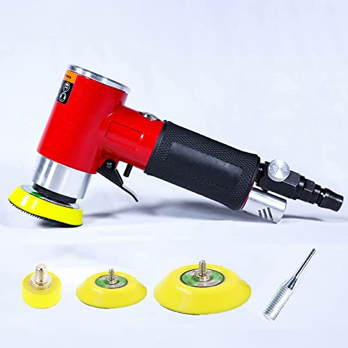 Mini ponceuse orbitale de 2,5 cm, 5,1 cm, 7,6 cm, ponceuse pneumatique excentrique à double action pour travail de carrosserie, ponceuses pneumatiques à haute vitesse et mini kit de polisseuse à air