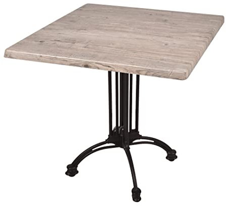 Dynamic24 Bistrotisch Set Washington Pine 80x80cm Tischgestell Alu schwarz Garten Tisch