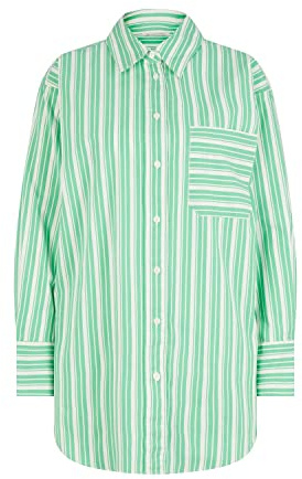 TOM TAILOR Denim Damer Blus med ränder 1032792, 31188 - Vertical Green White Stripe, XL