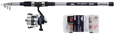 Shakespeare Salt Jetty Jouster Combo Set, Combo de caña de Pescar y Carrete, Combo Giratorio Incluye Caja de Aparejos de Caja Dura, señuelos y Aparejos Finales, mar - Pesca en la Costa/Cerca de la