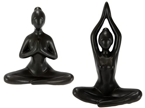 Yoga Figur Frau Meditieren Dekofigur Deko Pilates Yoga Dame Yogafigur Yogaskulptur Lady Meditation Statue Ornament Menschenfigur Dekoelement Motiv zum Dekorieren Geschenkidee Keramikfigur Geschenk