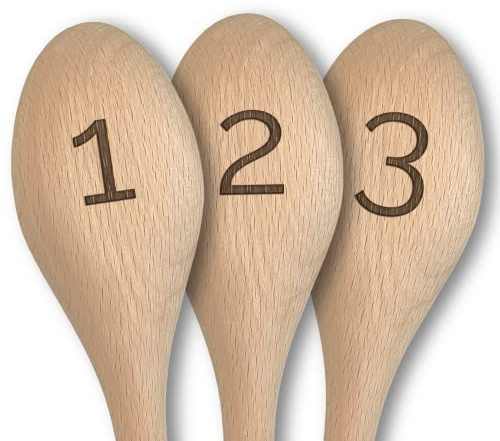 Lot de 10 cuillères en bois gravées, numérotées de 1 à 10, idéales pour les restaurants, cafés, mariages, fêtes et événements (chiffres de 1 à 10)