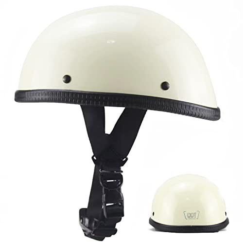 Motorcycle Half Helmet, DOT Approved Adult Men Women Retro Open Face Helmets, Half Shell Helmets for Adults(Matte Eggshell, Medium)