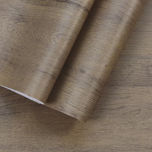 JSEVEM Papier peint autocollant mural extra large en bois marron épais de 80 cm x 4 m, imperméable à l'eau, papier contact en bois marron, amovible, autocollant mural en bois texturé mat pour chambre