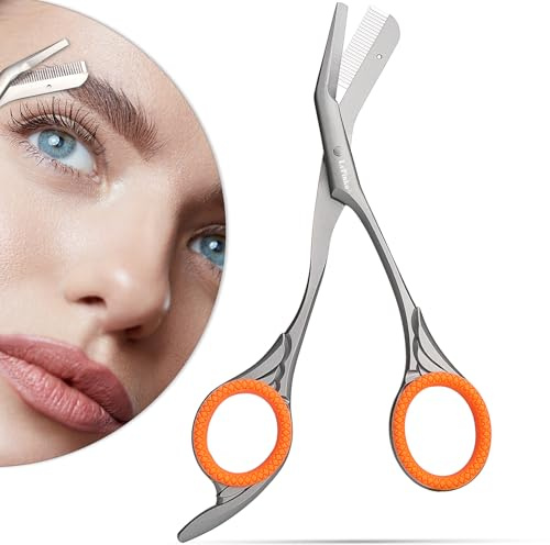 LePinko Ciseaux de taille pour sourcils avec peignes, cadeaux pour hommes et femmes, bas de Noël, gris