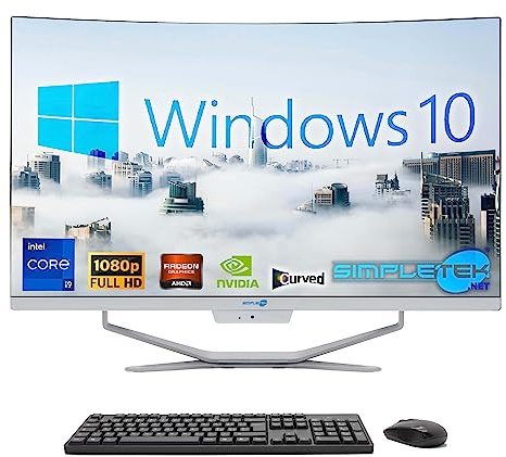 SIMPLETEK All in One Computer 27 Zoll Curved | Prozessor Intel i9 10 Gen | Grafikkarte GT710 1GB | Windows 10 | 16GB RAM 480GB SSD | Ideal für Grafik, Gaming, Arbeit