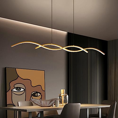 Bellastein Moderne LED pendelleuchte esszimmer dimmbar hängelampe esstisch schwarz, Wohnzimmer Küche Hängend Lampe Moderne Kreative Designer Kronleuchter Büro Leuchten Deckenleuchte (Gold, L90cm)