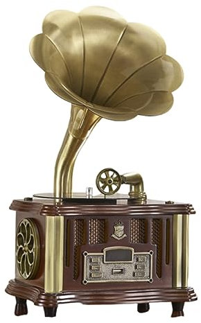 OSMARI Mini Haut-Parleur Bluetooth Gramophone pour la Maison, Plateau tournant rétro décoratif, modèle de Chargement USB,A