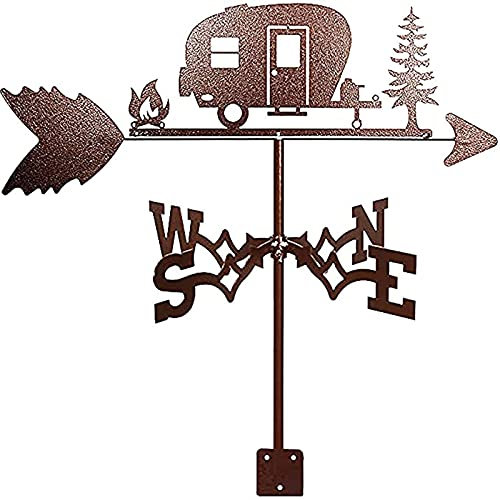 DEAVER Wetterfahne mit Retro-Bauernhof-Motiv, Gartenpfahl, Wetterfahne aus Edelstahl und Metall, dekorativer Windrichtungsanzeiger für Zuhause im Freien, Garage