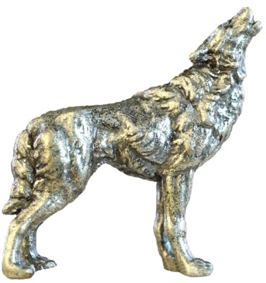 Sharplace Kupferlegierung Wolf Figur Tiere Wolf Dekor Ornamente Mini Geschenke realistische Handwerk dekorative Statue Sammlerstück für Zuhause Sandtisch