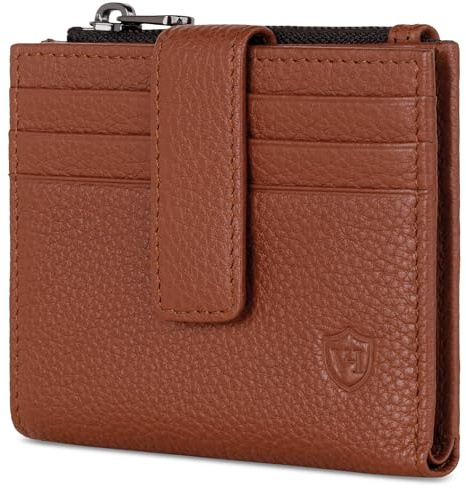VON HEESEN Leder Kartenetui Geldbörse mit RFID-Schutz - Portemonnaie für Herren & Damen aus echtem Leder - Kartenhalter mit Münzfach - Geldbeutel für Männer und Frauen in Cognac Braun
