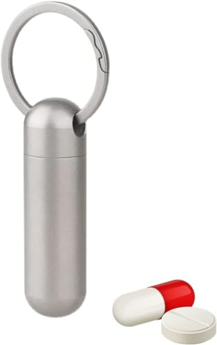 Tablet-Box, Reise-Pillendose, Titan-EDC-Pillenbehälter, wasserdichter Pillenhalter mit Schlüsselanhänger, klein, tragbares Outdoor-Reise-Pillenetui, leichter Pillen-Organizer, tägliche Pillendose, Cam