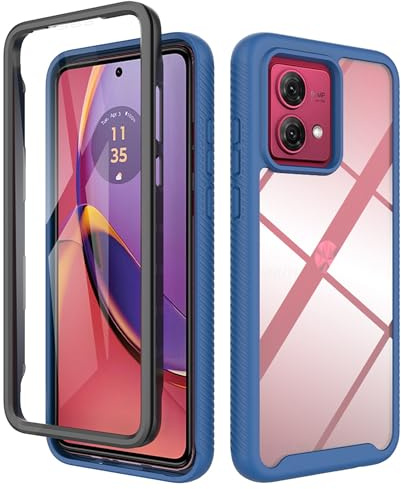 ESTH® Funda para Motorola Moto G84 5G [Protección Completa Anti-caída de 360°] Carcasa Transparente de Grado Militar con Protector de Pantalla Incorporada, Azul Oscuro