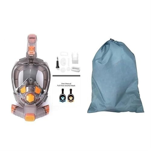 Vollgesichts-Tauchmaske for Erwachsene, Unterwasser-Weitsicht, faltbar, transparent, Schnorchel- und Schwimmmaske ( Color : Diving mask Gray , Size : L/XL )