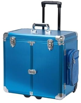 CS Kosmetikvertrieb PodiGo Profi Fußpflegekoffer – Aluminium Rollkoffer in Blau – Leicht, kompakt & mobil – Für mobile Fußpflege, Kosmetik & Nageldesign – Mit Rollen & Teleskopgriff