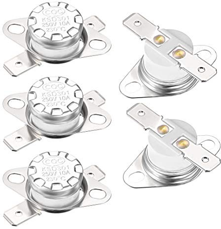 elektronischer Schalter KSD301 Thermostat, 230 °C/446 °F, 10 A, normal geschlossen, NC-Einstellung, Druckscheibe, Temperaturschalter for Mikrowelle, Kaffeemaschine, 5 Stück