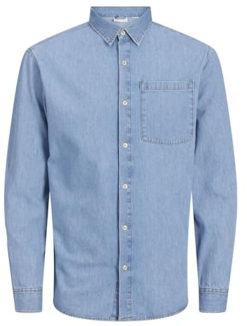 Jack & Jones JJICREEK JJSHIRT L/S MF 596 Noos, Azul Vaquero. Paquete: Azul Claro, M