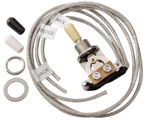 Musiclily Pro Pre-wired 3-Way Pickup Select Toggle Switch Soldered Nickel | with Metal Braided Wires, for Epiphone LP Style Electric Guitar