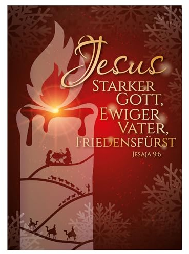 Christliche Weihnachtskarten mit Umschlag Set, Jesaja 9:6, A6 | Christian Christmas Cards; 10 Stück, kleines Format, Klappkarten; christlich-religiöses Motiv mit Bibelvers