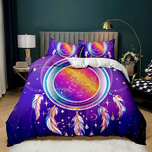 CHCHNXY Bettwäsche 135x200,Lila Traumfänger Flauschige Weich Microfaser Bettbezug Mit Reißverschluss,Für Kinder Jungen Mädchen Junge Bettwäsche-Sets(2*Kissenbezug 80x80cm