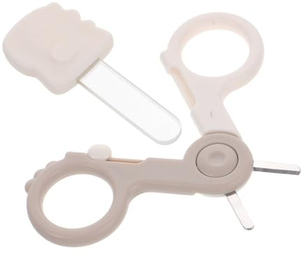 Babynagelpflege Satz 1 Satz aus Edelstahl und Abs für Neugeborene | Beige, Ergonomische Form mit Komfortablem Griff, für Zuhause, Inkl Glasfeile und Tpe Pflegestab