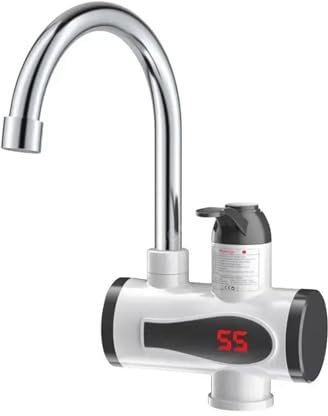 TIEOAXFT Mini Chauffe-Eau électrique instantané sans réservoir Robinet Cuisine Chauffage instantané Robinet Chauffe-Eau avec Robinet d'eau LED 3000W
