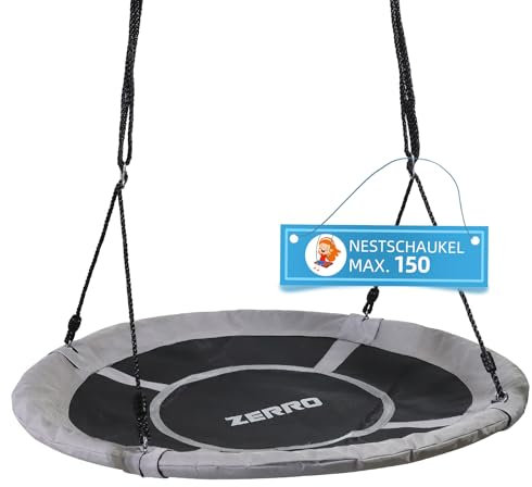 ZERRO Nestschaukel Outdoor & Indoor bis zu 150kg Höhenverstellbare Ø100cm Netzschaukel für Kinder und Erwachsene,Grau