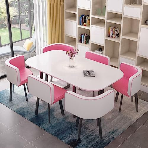 Juego de mesa de recepción para 6 personas, elegante mesa de conferencias de cocina y comedor con 6 sillas, muebles modernos para uso doméstico y de oficina