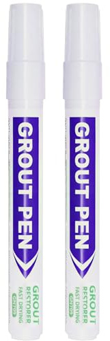 2Pcs Grout Pen White for Bathroom Kitchen Tiles Restore Discoloured & Faded Tile Joints Easy to Use Grout Pen