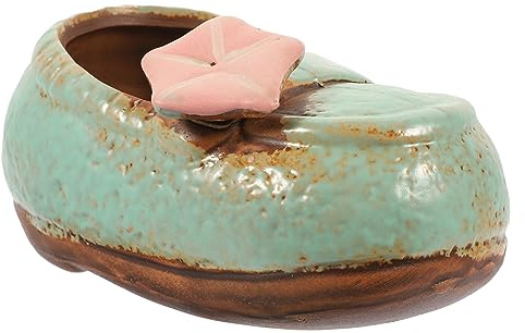 HANABASS Hand Painted Boot Flower Planter Ceramic Shoe Shaped Succulent Pot Bonsai Container for Home Decoration