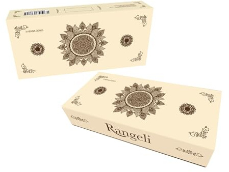 Rangeli 100% Natural Henna Cones with Stencil Kit, Ready to Use Suitable for Temporary Tattoo Weddings and Festivals, Chemical-Free Reddish-Brown Mehandi Cones (Pack of 3)