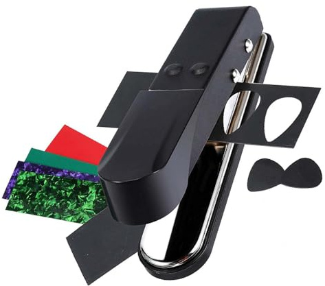 DECORNIJIA Plektrumstanze für Selbstgemacht Gitarrenplektren aus Schwarzer Legierung Tragbarer Gitarrenzubehör Locher zum Schneiden von Gitarrenpicks im Zufällige Farbe