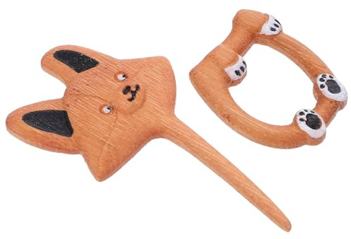 BESTYASH Broche Chien Corgi Sculptée à la Main en Bois Naturel Épingle à Châle Légère et Vintage Boucle de Foulard Originale pour Femme Accessoire Mode Polyvalent et Décoratif