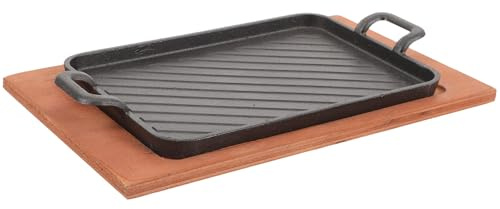 FOMIYES Plancha para Parrilla de Gas de Hierro Grueso Doble Asa, Rectangular, Sartén para Asar Carne Bandeja para Parrilla al Aire Libre, Uso Doméstico y Camping