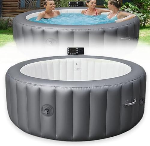 Spa inflable portátil, juego de bañera de hidromasaje al aire libre con más de 150 chorros de aire, bomba de calentador, filtro y cubierta aislante, ideal para relajación familiar en patio trasero y