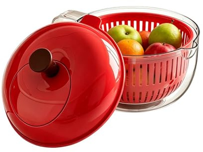 Centrifuga per Lavaggio Frutta,A Manovella a Doppio Strato con Manico Dotato di Colino,Centrifuga Per Frutta E Verdura Lavaggio Asciugatura - per Prodotti Alimentari Insalata Lattuga Casa Cucina Appar