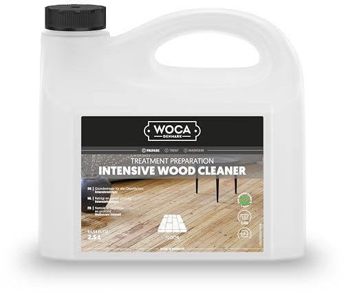 WOCA Intensive Wood Cleaner 2.5L, Concentrated Formula for the preparing and treatment of raw wood for application of wood stains and finishes.