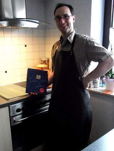 Förster-Fellnest Große echt Leder Grillschürze - Kochschürze - Lederschürze - Kellnerschürze in schwarz, mit verstellbaren Riemen