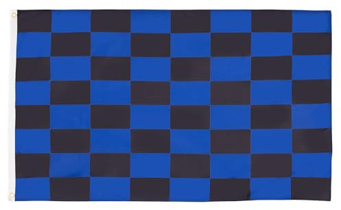 AZ FLAG Bandiera A Scacchi Neri E Blu 150x90cm - Bandiera Scacchiera Nera ED Azzurra 90 x 150 cm