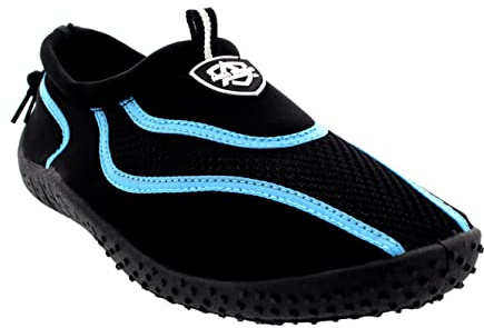 Aqua Shield Mens Toggle Surf Aqua Beach Water Socks Sport Yoga Swim Pool Water Shoes, 10 UK, Black Blue