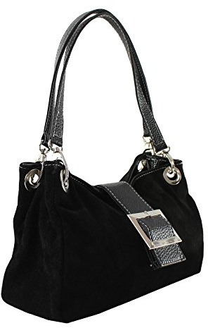 Chicca Borse Pochette a Mano da Donna in vera pelle scamosciata 100% made in Italy 26.5x18x12 cm