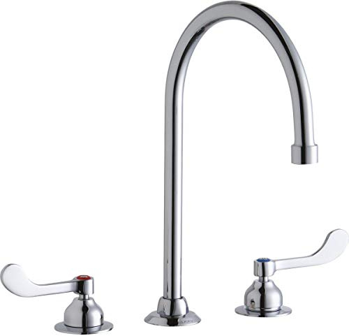 Elkay LK800GN08T4 Centerset Concealed Deck Faucet with 8 Gooseneck Spout and 4 Wristblade Handles, Chrome