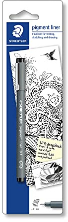 Staedtler Pigment Liner - Penna Nera con Inchiostro ad Asciugatura Rapida, Penne Punta Fine Ideali per Disegno Tecnico e Scrittura, Fineliner Indelebile per Cancelleria Scuola Università Ufficio, 1 Pz