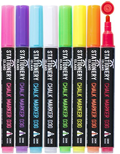 STATIONERY ISLAND Kreidestifte für Tafel Abwaschbar, Kreidestift für Fenster, 8 Farben Kreidemarker für Glas & Tafeln, Bunt Fensterstifte, Zeichnung, Künstler, Ostergeschenke Kinder