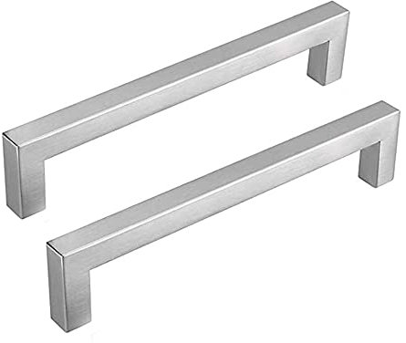 Goldenwarm 10 Stücke Möbelgriff Stangengriff Edelstahl Gebürstet Schrankgriffe Schubladengriffe Küchenschrank Rohrbreite 12mmx12mm Bohrlochabstand 128mm Gesamtlänge 140mm