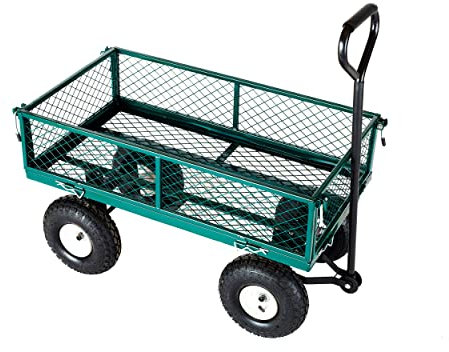 Neo Heavy Duty Metal Festival Hand Truck Wagon Trailer Garden Cart Trolley 4 Wheels